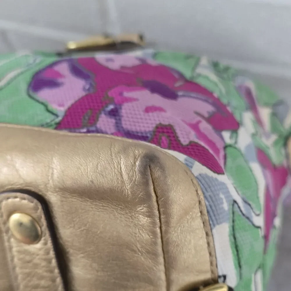 Coach F16177 Sabrina Floral Satchel Bag Gold Hardware Detachable Strap